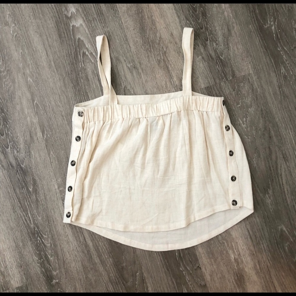Universal Thread Cream Linen Flowy Button Tank - image 4